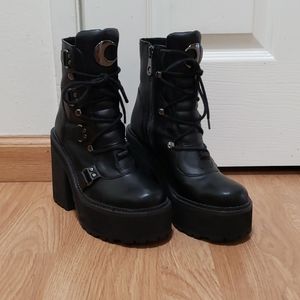 Killstar Broom Rider Platform Boots Size 8